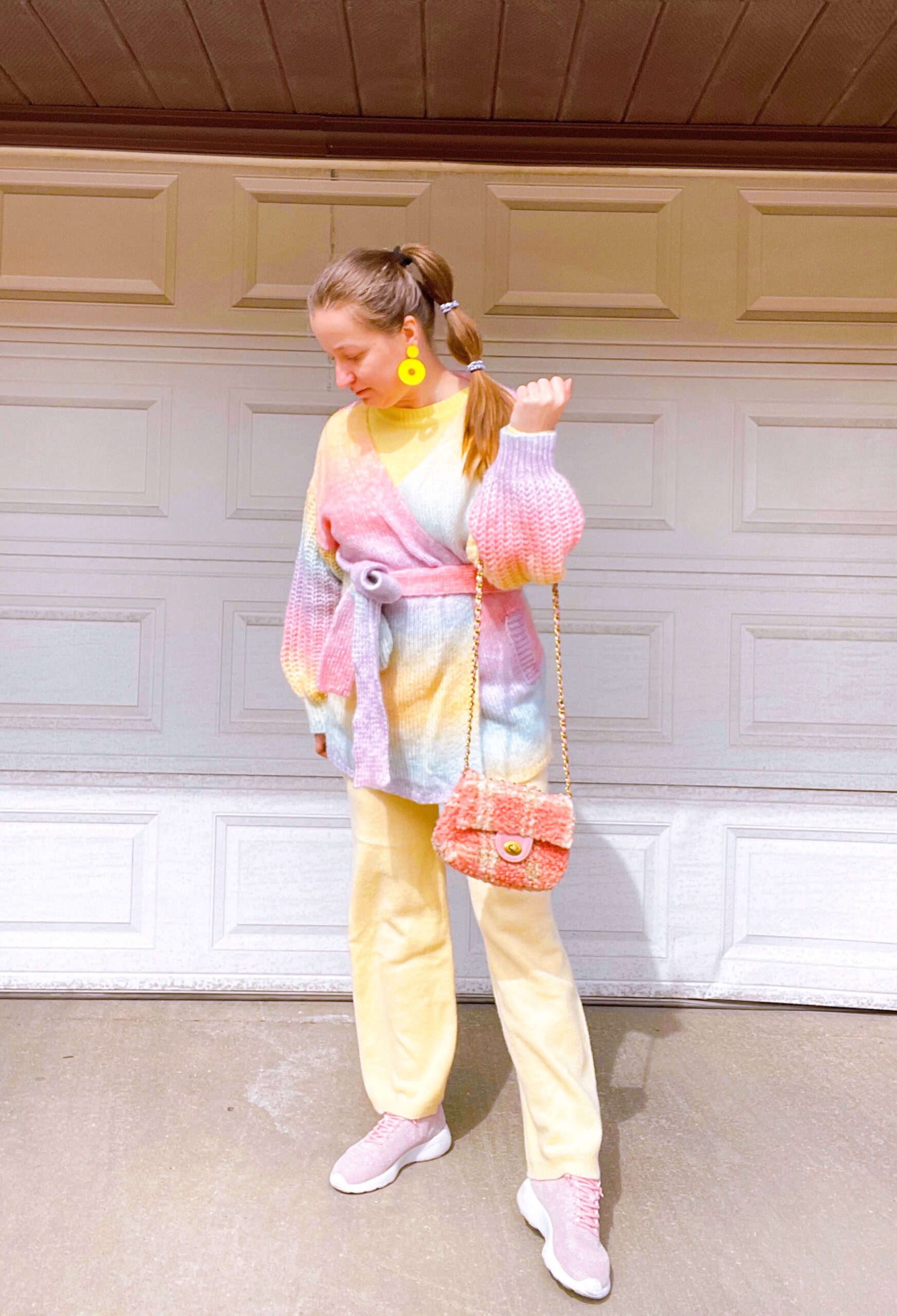 Yellow Knit Pants And Tie Dye Cardigan – Spring Pastel Outfit Idea ...